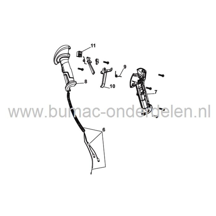 Kabelboom met Gaskabel en Start - Stop Kabels voor Bosmaaier ST27 - SB27 - XB27 - TR27, Trimmer, Strimmer van Stiga, Castelgarden, Alpina, Mountfield, Kabel Boom, Huls, Castel Garden