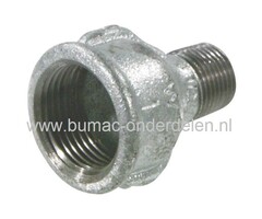 Verloopkoppeling Bi 1 - Bui 3/4 Inch Draad Verzinkte Gietijzeren Verloopsok, Soknippel voor Aanzuigslang, Persslang, Waterpomp, Sproeier, Beregeningspomp, Motorspuit, Tuinpomp, Besproeiingspomp, Beregenings Installatie