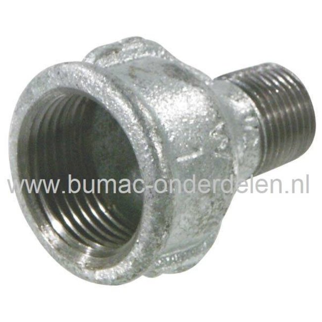 Verloopkoppeling Bi 1 - Bui 3/4 Inch Draad Verzinkte Gietijzeren Verloopsok, Soknippel voor Aanzuigslang, Persslang, Waterpomp, Sproeier, Beregeningspomp, Motorspuit, Tuinpomp, Besproeiingspomp, Beregenings Installatie