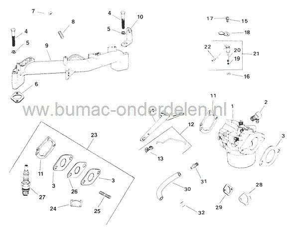 Inlaatpakking voor Carburateur op Kohler M20S - 49504 Motor op Zitmaaier - Frontmaaier - Tuintrekker, Dichting, Toro Groundmaster 117 - Toro Wheelhorse - Grasshopper