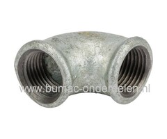 Gietijzeren Bocht 90° - 1 1/2 Inch Binnen - Binnendraad Koppeling voor Waterpomp, Sproei installatie, Hydrofoor, Tuinpomp, Beregeningspomp, Motorspuit, Waterslang, Tuinslang Fitting Pilaar Verzinkt