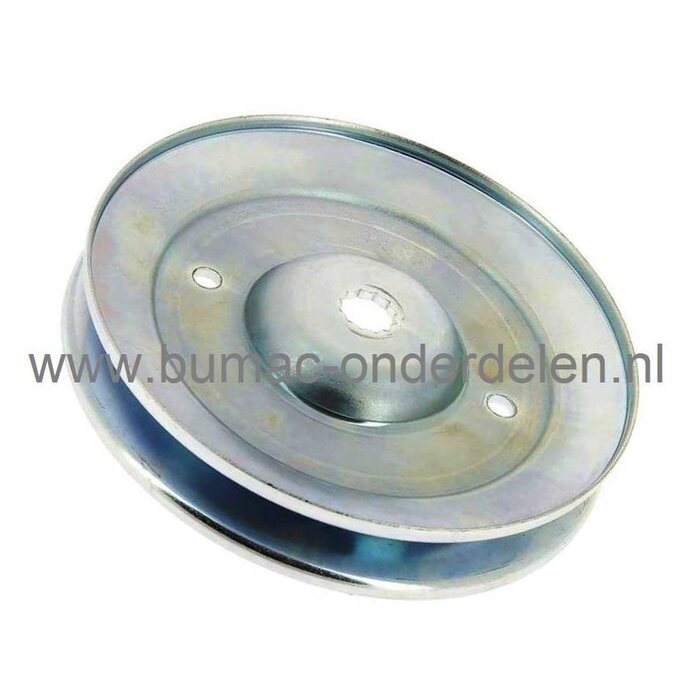 V snaar poelie voor Aandrijving Maaimes - Maaidek Aandrijfpoelie komt onder andere voor op Husqvarna, Partner,Jonsered, Mcculloch Zitmaaier, Tuintrekker CTH184, CTH191, CTH194,  CTH204, CTH224, TC142, TC242, TC342, LT2318, LT2320, LT2320, M155107TC