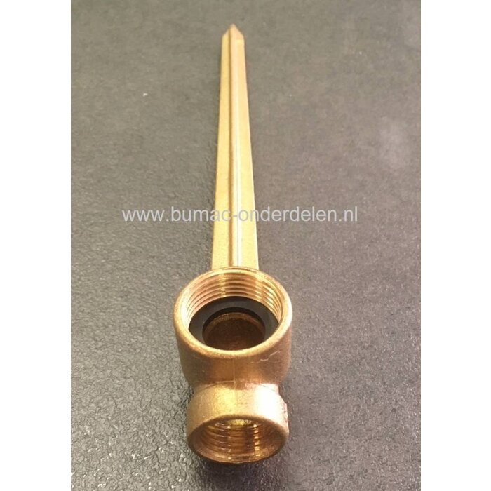 Messing Grondpen voor Sproeier met 1/2 Inch Aansluiting Binnendraad voor Sproeier en 3/4 Inch Binnendraad Aansluiting voor Wateraanvoer
