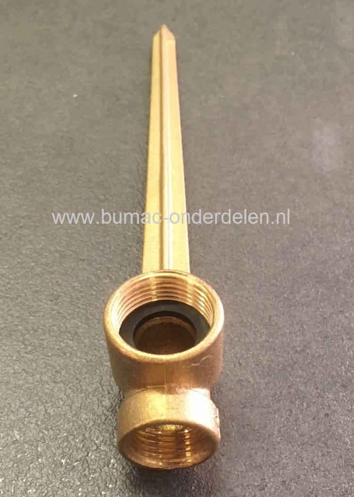 Messing Grondpen voor Sproeier met 1/2 Inch Aansluiting Binnendraad voor Sproeier en 3/4 Inch Binnendraad Aansluiting voor Wateraanvoer