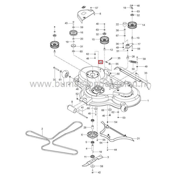 Stelbout voor Husqvarna, Jonsered, Partner, McCulloch, Flymo, Craftsman, Lazer, AYP, Wizard, Yardpro Zitmaaiers, Frontmaaiers, Tuintrekkers, ELECTROLUX Pen, Stelbout voor Maaidek, Tapeind