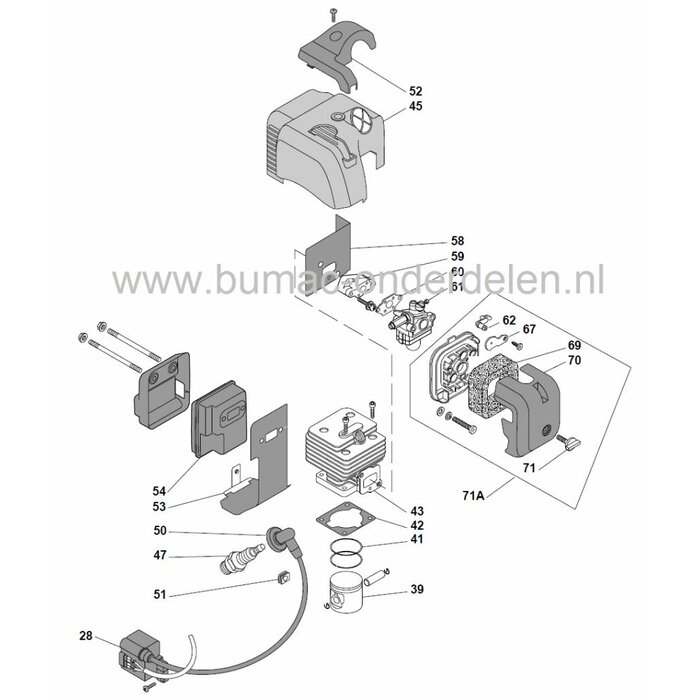 Luchtfilterdeksel Compleet Stiga - Alpina - Castelgarden - Mountfield, Bosmaaier, Trimmer, Strimmer, SB26 - ST26 - ST26J - TB26 - TR26 - XB26 - XR26 - BJ325 - BJ335 - BJ345 - SB34 - XB34 - TB34, Castel Garden