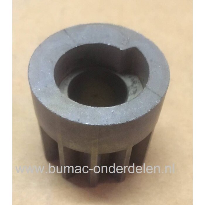 Rondsel Rechts op as Grasveger 14-001 Tandwiel voor Bladveger, Mosveger achter Zitmaaier - Quad - Frontmaaier