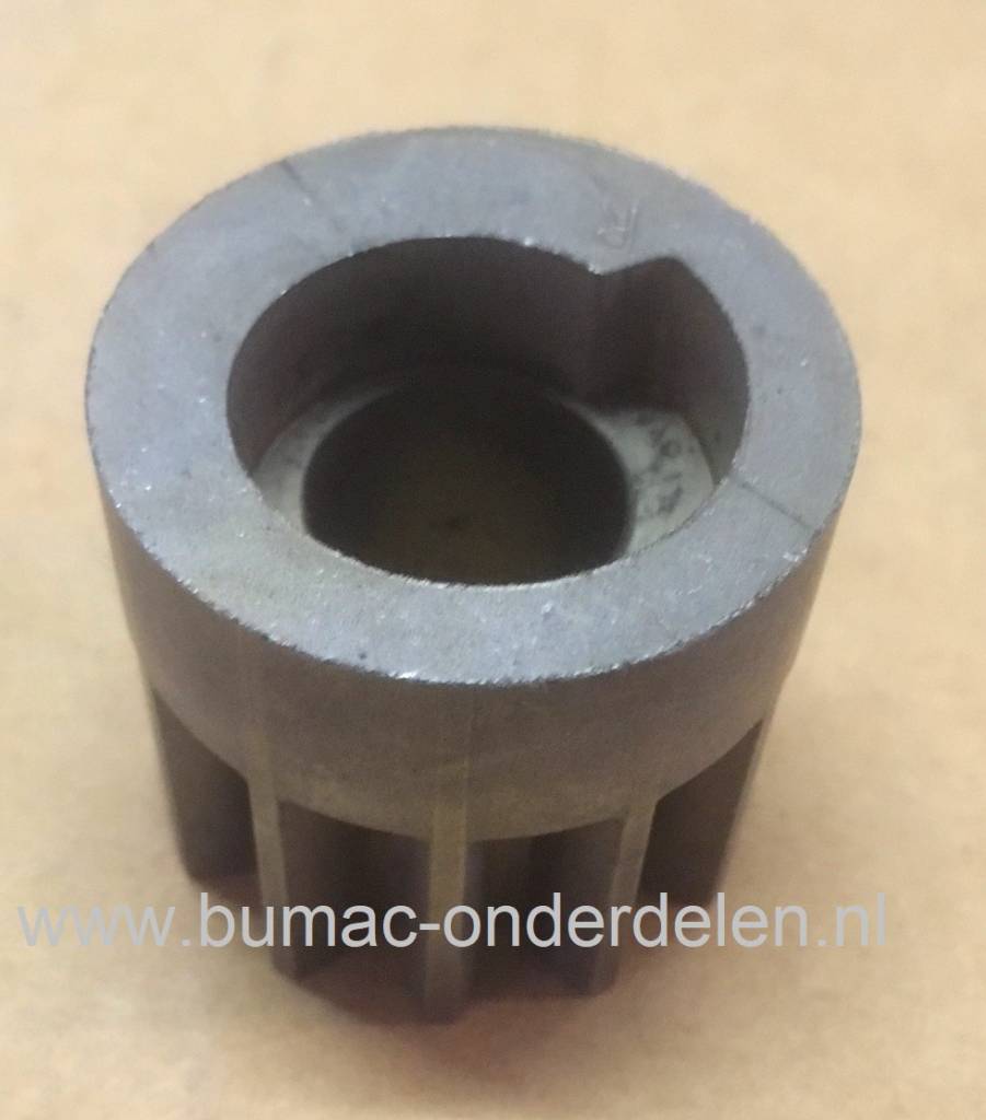 Rondsel Rechts op as Grasveger 14-001 Tandwiel voor Bladveger, Mosveger achter Zitmaaier - Quad - Frontmaaier