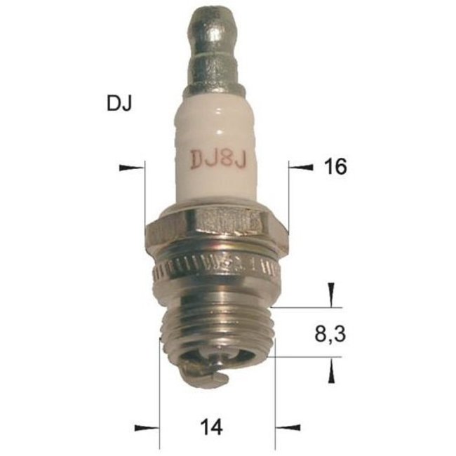 Bougie DJ8J voor Diverse 2-takt Motoren, Bosmaaier, Bladblazer, Kettingzaag, Heggenschaar, Trimmer, Strimmer, Stihl, Husqvarna, Zenoa, Jonsered, Dolmar, Hitachi, Stiga