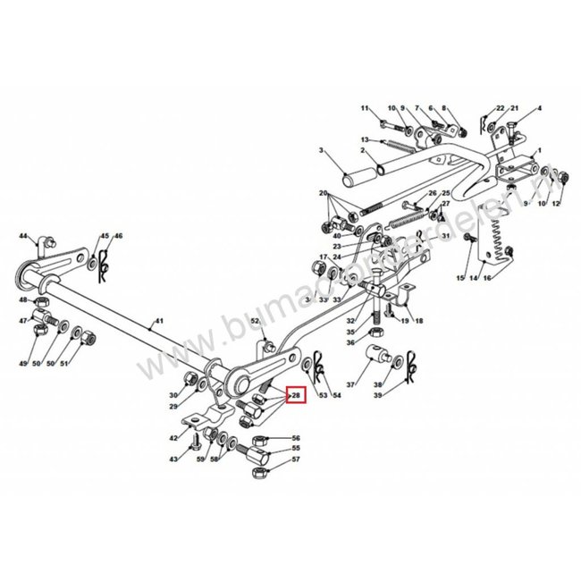 Verbindingsstang voor Hoogte instelling Maaidek bij Castelgarden, Mountfield, Alpina en Stiga Zitmaaier, Stang komt onder andere voor op 4000SH en PT170HD Zitmaaiers
