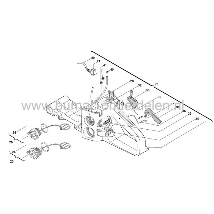 XC46 - XC52P - SP460 - SP510 - SP522 - P460 - P522S - MC443 - MC509 - MC5020, Olievuldop voor Motorzaag, Kettingzaag van Stiga - Alpina - Castelgarden - Mountfield, Oliedop, Castel Garden