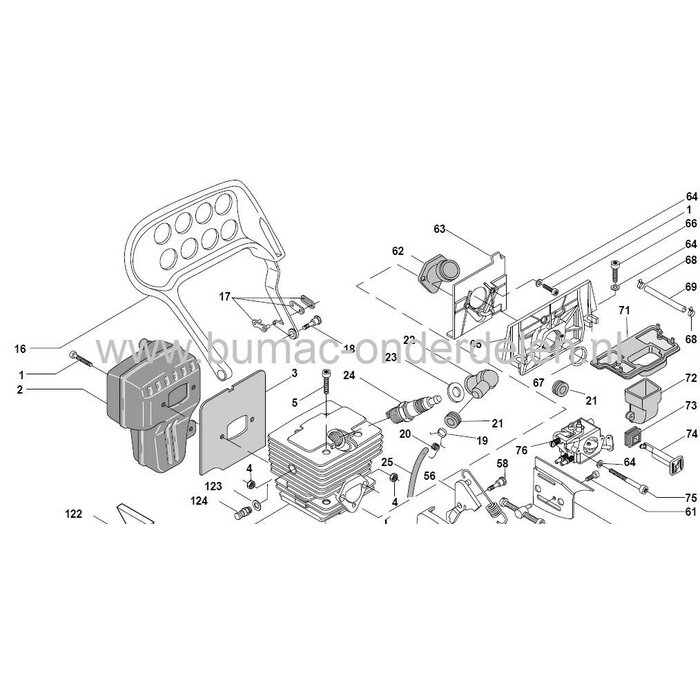 SP460 - SP510 - SP522 - XC46 - XC52P - P460 - P522S - MC443 - MC509 - MC5020, Uitlaatpakking voor Motorzaag, Kettingzaag van Stiga - Castelgarden - Mountfield - Alpina, Uitlaat Pakking, Castel Garden