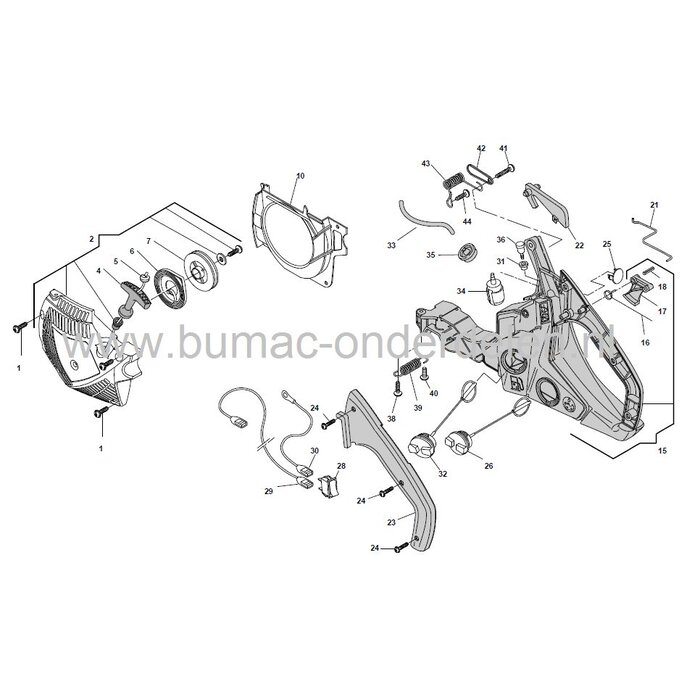 SP402 - SP422 - SP442 - XC40P - XC42P - XC44P - P402S - P422S - P442S - MC4016 - MC4018, Koordpoelie voor Motorzaag, Kettingzaag van Castelgarden - Alpina - Mountfield - Stiga, Startpoelie, Pouly, Castel Garden onderdeel