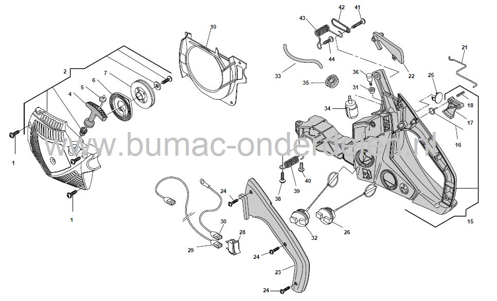 SP402 - SP422 - SP442 - XC40P - XC42P - XC44P - P402S - P422S - P442S - MC4016 - MC4018, Koordpoelie voor Motorzaag, Kettingzaag van Castelgarden - Alpina - Mountfield - Stiga, Startpoelie, Pouly, Castel Garden onderdeel