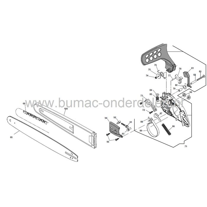 SP402 - SP422 - SP442 - XC40P - XC42P - XC44P - MC4016 - MC4018 - P402S - P422S - P442S, Remband voor Motorzaag, Kettingzaag van Stiga - Castelgarden - Mountfield - Alpina, Castel Garden