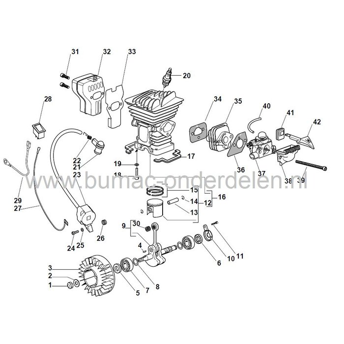 XC37 - XC38 - XC38P - XC380 - XC39 - XC41 - SP380 - SP380Q - SP382 - P371 - A380 - A380Q - P382S - P391 - P411 - MC363 - MC3814 - MC3816 - MC382, Inlaatpakking voor Kettingzaag, Motorzaag van Stiga - Castelgarden - Mountfield - Alpina, Inlaat Pakking, Dic
