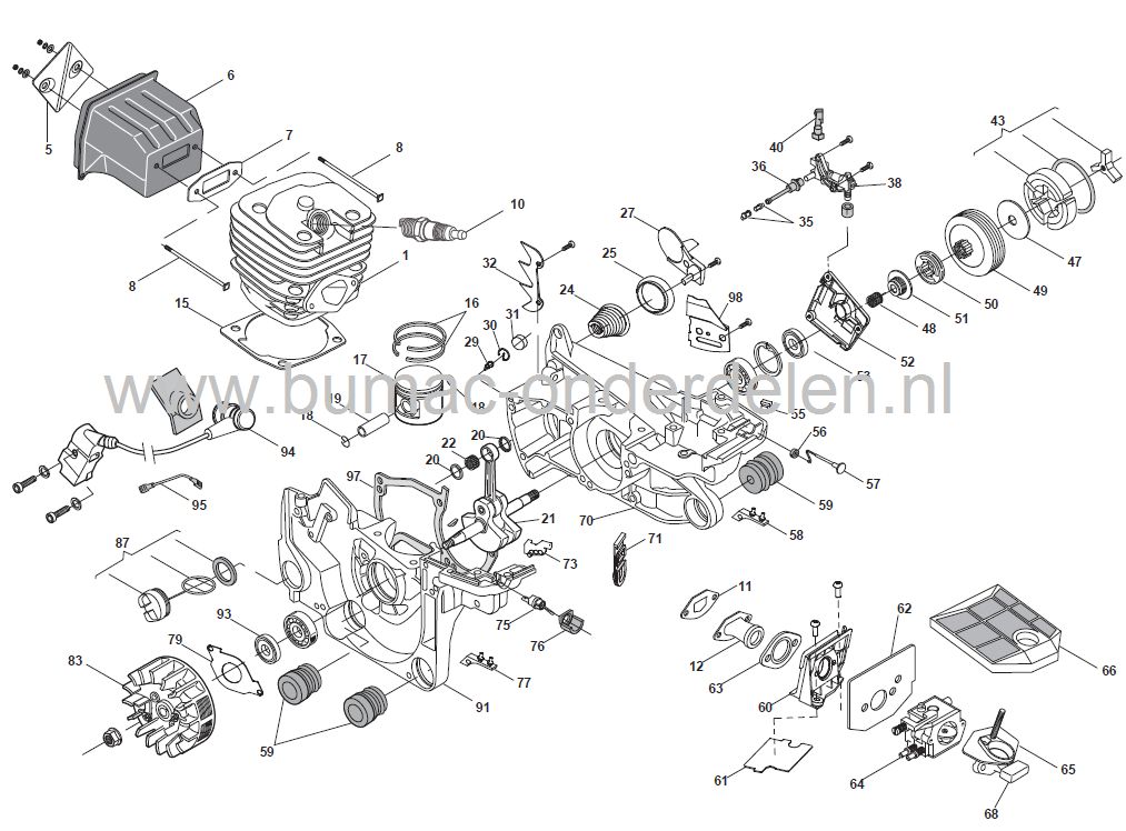 XC4000 - XC4500 - A4500, Centrifugaalkoppeling voor Motorzaag, Kettingzaag van Castelgarden, Alpina, Stiga, Mountfield, Motorzaag, Kettingzaag, Centrifugaal Koppeling, Castel Garden