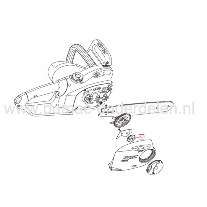 Stihl Draaiknop voor Kettingspanner Kettingzaag met Snelspansysteem  017, 018, 021, 023, 025, MS170, MS171, MS180, MS181, MS190, MS191, MS210, MS211, MS230, MS231, MS241, MS250, MS251, MS260, MS270, MS271, MS291, MS361, MS362, MSE140, MSE160, MSE180, MSE1