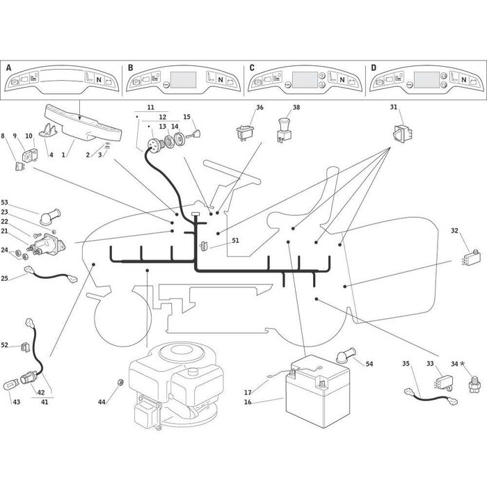 Lamp voor Castelgarden Zitmaaier JP92, TX 102 / 102-122 met een Motor van Briggs and Stratton - Tecumseh - Kohler, Stiga, Alpina, Mountfield, Frontmaaier, Tuintrekker, Castel Garden