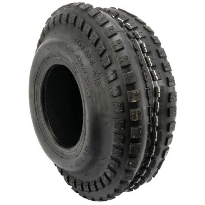 Buitenband Blok Profiel voor Zitmaaier - Frontmaaier - Tuintrekker - Grasmaaier, Band 15x6.00-6, 15x600-6