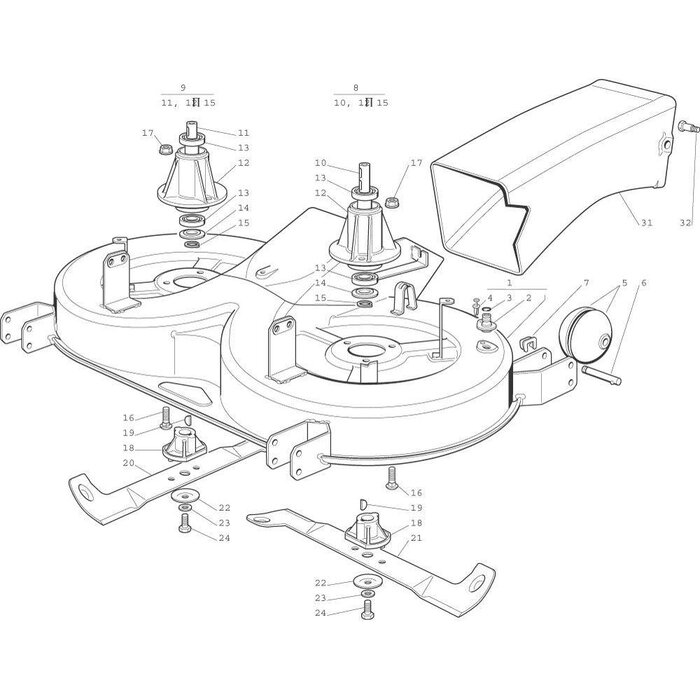 Grasbuis Kunststof voor Castelgarden - Stiga - Alpina - Mountfield, Type 102 -122, Zitmaaier - Tuintrekker, Uitwerptunnel, Castel Garden
