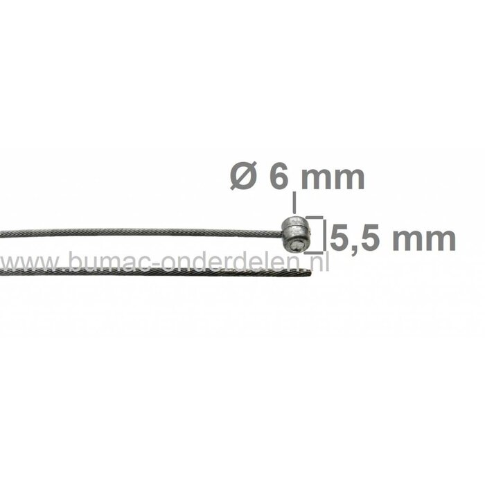 Flexibele Kabel met Ton 6 x 5,5 mm  voor Koppelingskabel, Versnellingskabel, Gaskabel, Motorremkabel, Bedieningskabel voor Grasmaaiers, Zitmaaiers, Verticuteermachines, Kooimaaiers, Tuinfrees, Hakfrees Universele Kabel onderdeel