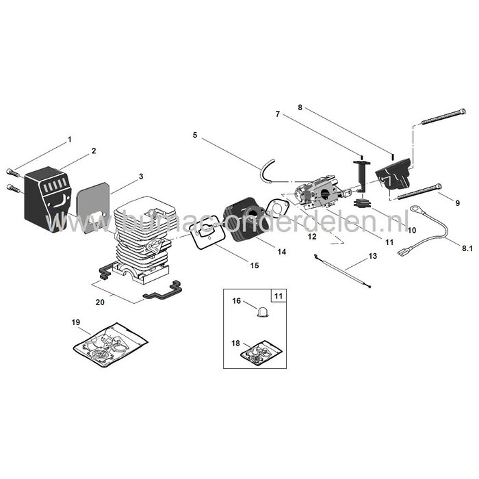 XC37 - XC39 - XC41 - P371 - P391 - P411 - MC363 - MC382, Uitlaatpakking voor Motorzaag, Kettingzaag van Castelgarden - Stiga - Mountfield - Alpina, Uitlaat Pakking, Castel Garden