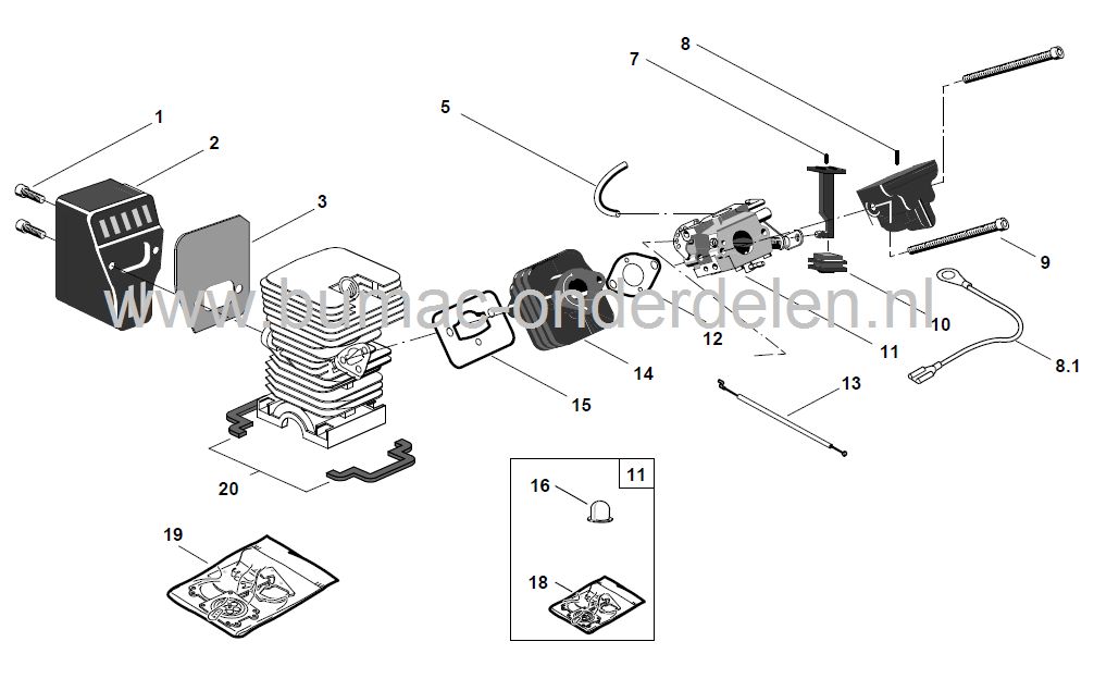XC37 - XC39 - XC41 - P371 - P391 - P411 - MC363 - MC382, Uitlaatpakking voor Motorzaag, Kettingzaag van Castelgarden - Stiga - Mountfield - Alpina, Uitlaat Pakking, Castel Garden