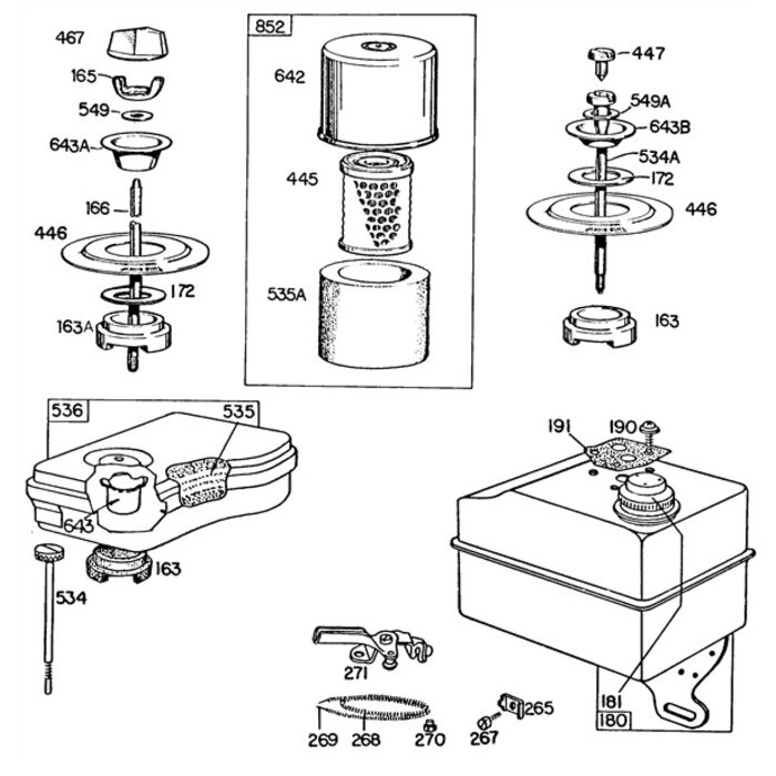 Tankpakking voor 3 - 5 Pk B&S Motor met Horizontale Krukas gebruikt op Tuinfrees - Verticuteermachine - Kooimaaier
