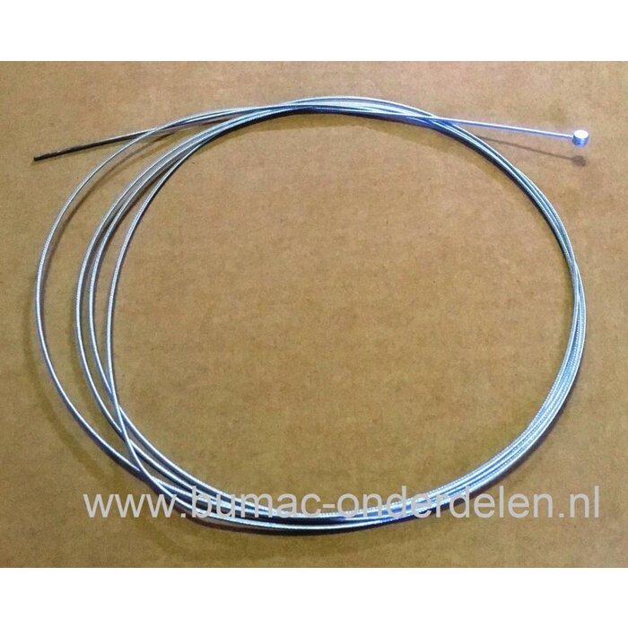 Flexibele Gaskabel 2500 mm - Ø 1,6 mm met Ton Ø 6 mm - 4 mm Hoog, Universele Gaskabel voor Kooimaaier, Grasmaaier Bedieningskabel