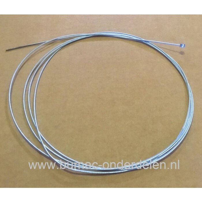 Flexibele Gaskabel 2500 mm - Ø 1,6 mm met Ton Ø 6 mm - 4 mm Hoog, Universele Gaskabel voor Kooimaaier, Grasmaaier Bedieningskabel