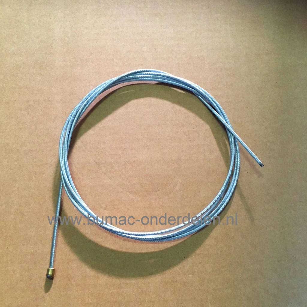 Flexibele Kabel met Cilindervormige uiteinde, Kabel 2500 mm - Ø 3 mm Uiteinde Ø 7,5 mm met een Lengte van 8 mm Universele Soepele Binnenkabel voor Koppelingskabel, Remkabel, Bedieningskabel, Gaskabel Grasmaaier, Zitmaaier, Frontmaaier, Veegmachine, Tuinfr