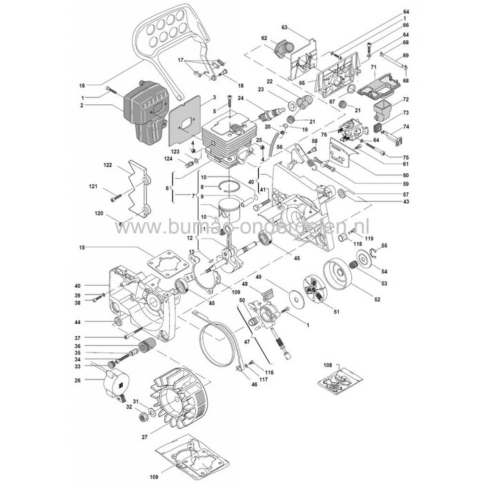 XC46 - SP460 - SP510 - MC443 - P460, Cylinderpakking voor Motorzaag, Kettingzaag van Stiga - Alpina - Mountfield - Castelgarden, Koppakkking, Castel Garden