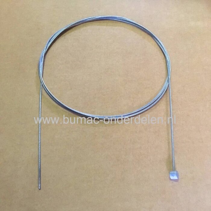 Flexibele Kabel met Ton voor Koppelingskabel, Remkabel, Bedieningskabel, Binnenkabel Lengte 2500 mm - Ø 2 mm, Ton Ø 9 x 9 mm voor Veegmachine, Tuinfrees, Grasmaaier, Zitmaaier, Frontmaaier, Trekker, Kooimaaier, Verticuteermachine