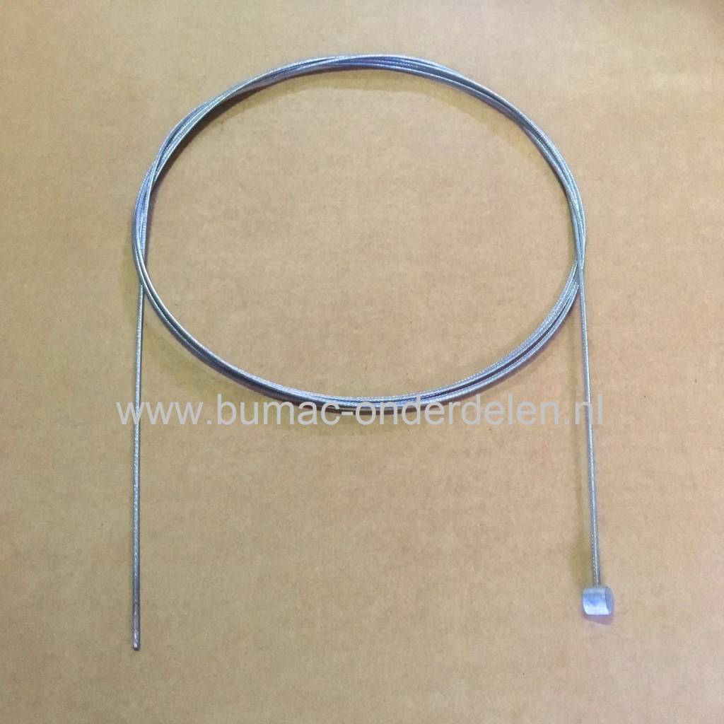 Flexibele Kabel met Ton voor Koppelingskabel, Remkabel, Bedieningskabel, Binnenkabel Lengte 2500 mm - Ø 2 mm, Ton Ø 9 x 9 mm voor Veegmachine, Tuinfrees, Grasmaaier, Zitmaaier, Frontmaaier, Trekker, Kooimaaier, Verticuteermachine