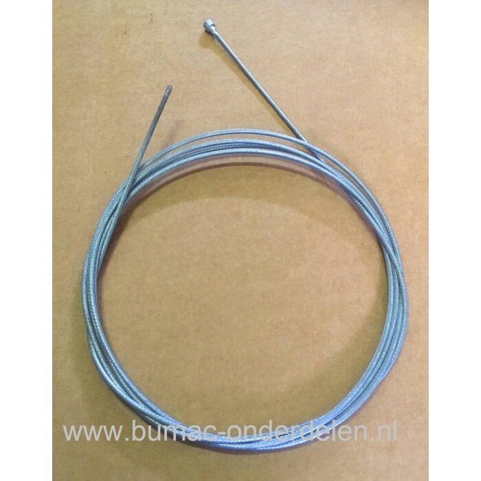 Flexibele Kabel met Ton voor Koppelingskabel, Remkabel, Bedieningskabel, Gaskabel Grasmaaier, Zitmaaier, FRontmaaier, Veegmachine, Tuinfrees, Trekker,  Kooimaaier, Verticuteermachine, Kantensnijder, Minikraan Binnenkabel Lengte 2500 mm - Ø 2,5 - Ton Ø 6,5