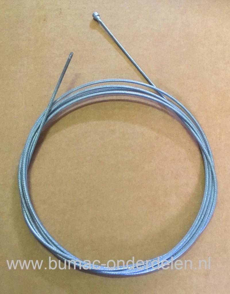 Flexibele Kabel met Ton voor Koppelingskabel, Remkabel, Bedieningskabel, Gaskabel Grasmaaier, Zitmaaier, FRontmaaier, Veegmachine, Tuinfrees, Trekker,  Kooimaaier, Verticuteermachine, Kantensnijder, Minikraan Binnenkabel Lengte 2500 mm - Ø 2,5 - Ton Ø 6,5