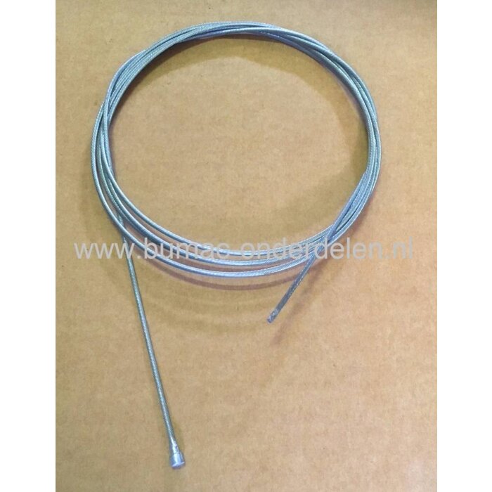 Flexibele Kabel met Ton voor Koppelingskabel, Remkabel, Bedieningskabel, Gaskabel Grasmaaier, Zitmaaier, FRontmaaier, Veegmachine, Tuinfrees, Trekker,  Kooimaaier, Verticuteermachine, Kantensnijder, Minikraan Binnenkabel Lengte 2500 mm - Ø 2,5 - Ton Ø 6,5