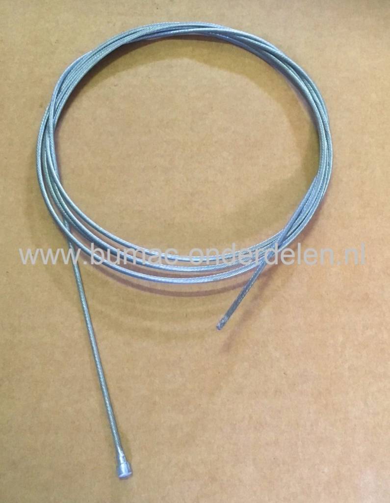 Flexibele Kabel met Ton voor Koppelingskabel, Remkabel, Bedieningskabel, Gaskabel Grasmaaier, Zitmaaier, FRontmaaier, Veegmachine, Tuinfrees, Trekker,  Kooimaaier, Verticuteermachine, Kantensnijder, Minikraan Binnenkabel Lengte 2500 mm - Ø 2,5 - Ton Ø 6,5