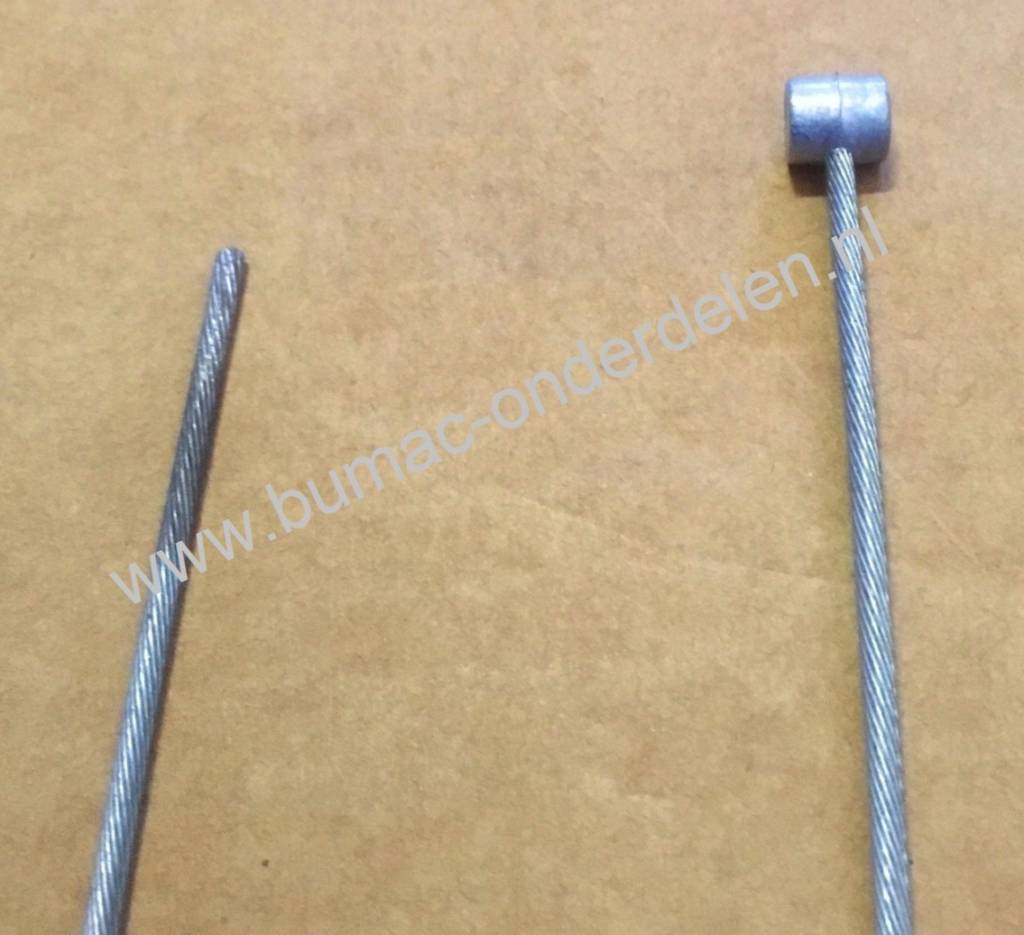 Flexibele Kabel met Ton voor Koppelingskabel, Remkabel, Bedieningskabel, Binnenkabel Lengte 2500 mm - Ø 2,5 mm, Ton Ø 8 x 9 mm voor Veegmachine, Tuinfrees, Grasmaaier, Zitmaaier, Frontmaaier, Trekker, Kooimaaier, Verticuteermachin