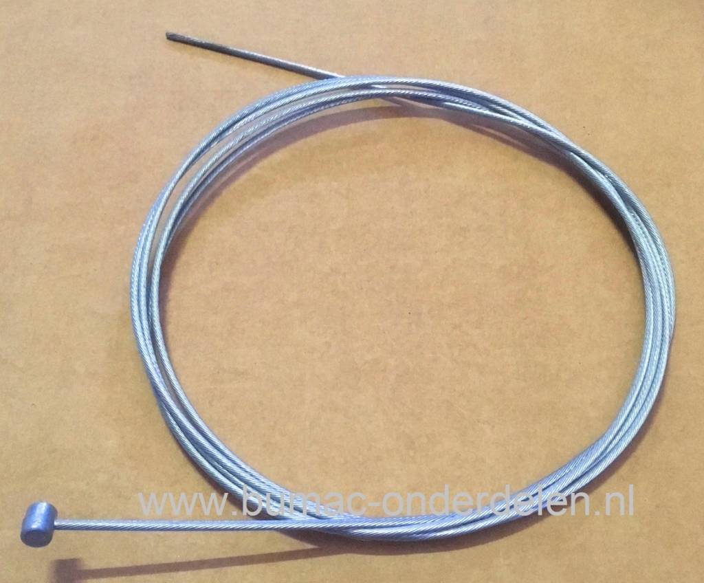 Flexibele Kabel met Ton voor Koppelingskabel, Remkabel, Bedieningskabel, Binnenkabel Lengte 2500 mm - Ø 2,5 mm, Ton Ø 8 x 9 mm voor Veegmachine, Tuinfrees, Grasmaaier, Zitmaaier, Frontmaaier, Trekker, Kooimaaier, Verticuteermachin