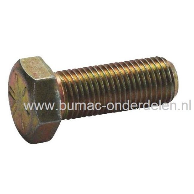 Mesbout 3/8x24 Lengte 25,4 mm voor MTD - Wolf - Yardman - Cub Cadet - Bolens - White, Zitmaaier, Frontmaaier, Tuintrekker onderdeel