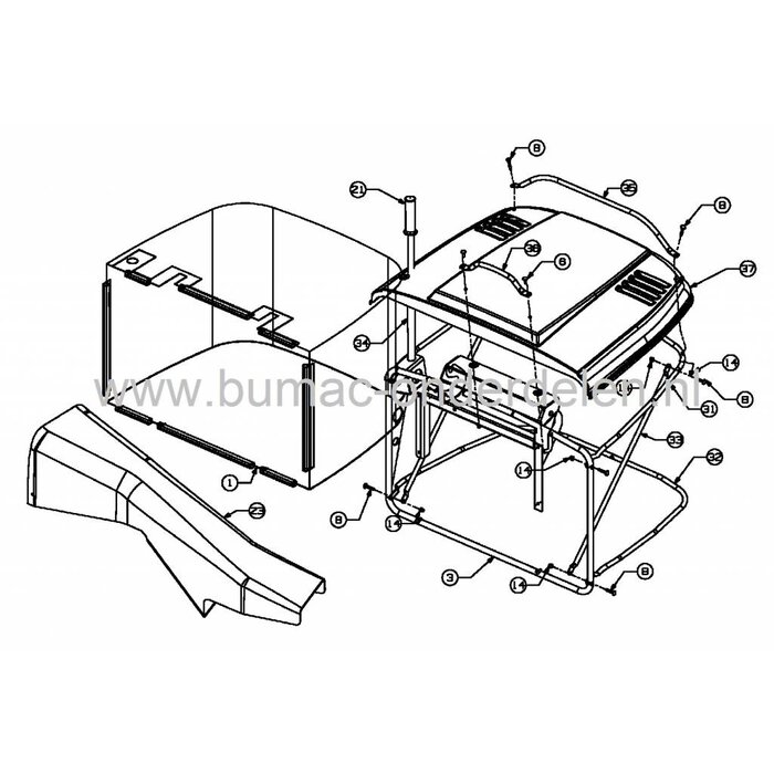 Uitwerptunnel - Grasbuis voor MTD - Wolf - Bolens - Cub Cadet - White - Yardman, Zitmaaier - Tuintrekker, MTD 125/92 - 125-92, 13AH455E600, 9310156