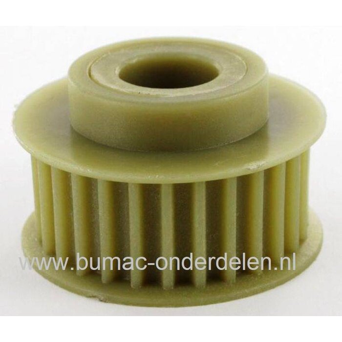 Getande Poelie 28 Tands voor MTD, Gutbrod, Kynast Verticuteermachine  	TSV40E -  V40 - V41EL - VFS42 - V42EL - 35V405 Pouly zit op de As van de Messen Aandrijfpoelie Messen