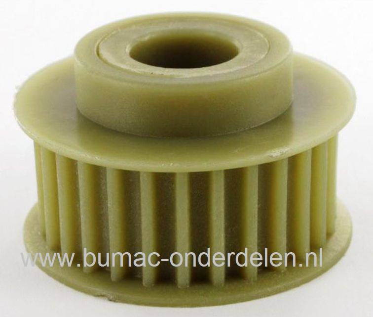 Getande Poelie 28 Tands voor MTD, Gutbrod, Kynast Verticuteermachine  	TSV40E -  V40 - V41EL - VFS42 - V42EL - 35V405 Pouly zit op de As van de Messen Aandrijfpoelie Messen