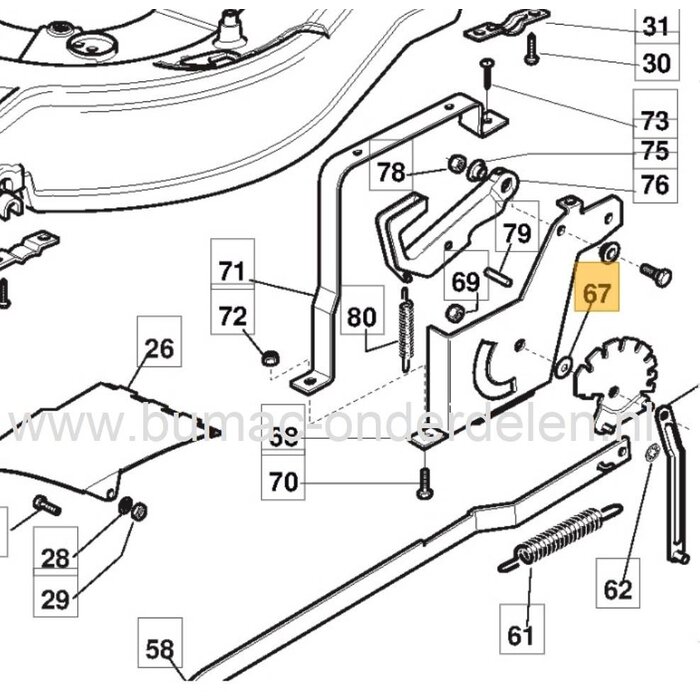 Ring - Plaat met gat voor Bevestigen hoogte instelling bij Castelgarden, Stiga, Mountfield, Alpina NP534 - TDAM534 TR3S - XA55MBS BBC - XA55MBSE - XA55MH3 -  NP534TRH BBC - SP530 - SP534 - SP534 HW BBC Grasmaaiers