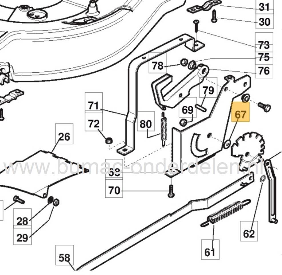 Ring - Plaat met gat voor Bevestigen hoogte instelling bij Castelgarden, Stiga, Mountfield, Alpina NP534 - TDAM534 TR3S - XA55MBS BBC - XA55MBSE - XA55MH3 -  NP534TRH BBC - SP530 - SP534 - SP534 HW BBC Grasmaaiers