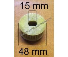 Getande Poelie 28 Tands voor MTD, Gutbrod, Kynast Verticuteermachine  	TSV40E -  V40 - V41EL - VFS42 - V42EL - 35V405 Pouly zit op de As van de Messen Aandrijfpoelie Messen