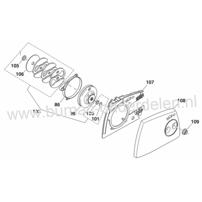 Centrifugaalkoppeling voor Dolmar, Makita Kettingzaag, Koppeling voor onder andere PS34 en DCS34 Motorzagen PS 34, DCS 34