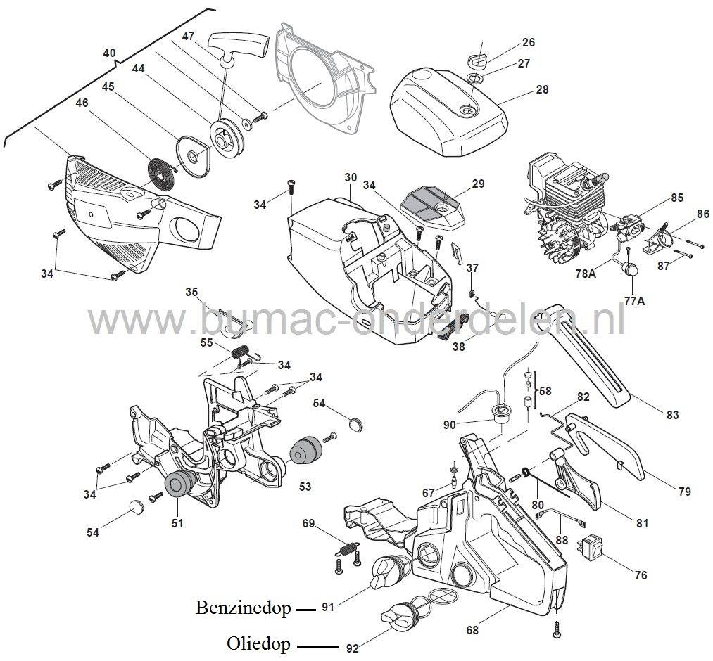 Benzinedop, Brandstofdop Castelgarden PS338 - XC3700, Stiga SP338, Kettingzaag, Motorzaag, Alpina, Mountfield, Benzinedop, Brandstof Dop, Castel Garden